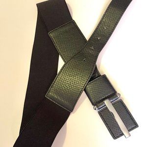 Woman's belt- imitation leather with elastic, 60 mm wide, 40" length